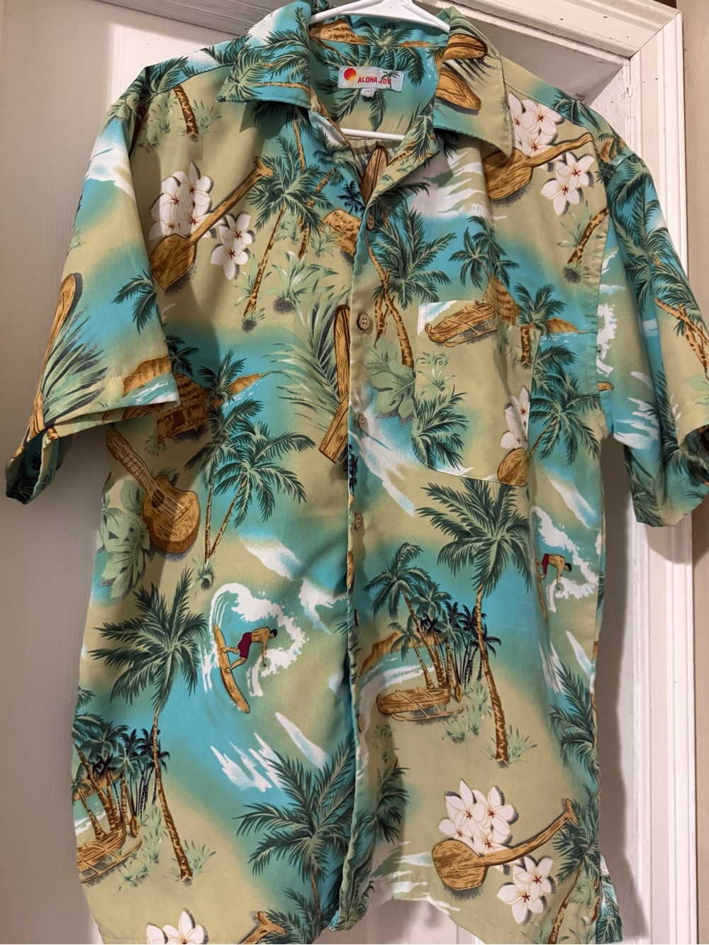 Aloha Joe Casual Men's Short-Sleeve Hawaiian Shirt - Green/Turquoise - Picture 2 of 11
